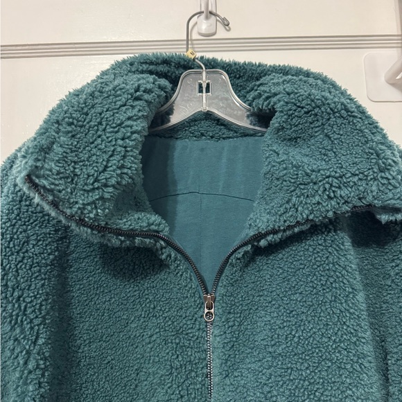 Lululemon Cinchable Fleece Zip-Up Teddy Jacket in Storm Teal Womens Size 6 - Picture 5 of 9